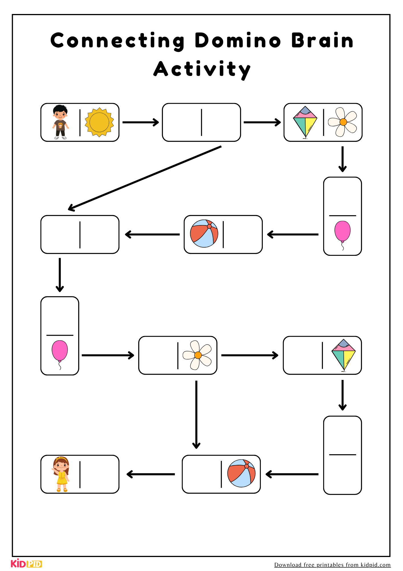 Domino Connections Brain Puzzle Printable Activity For Grade 2