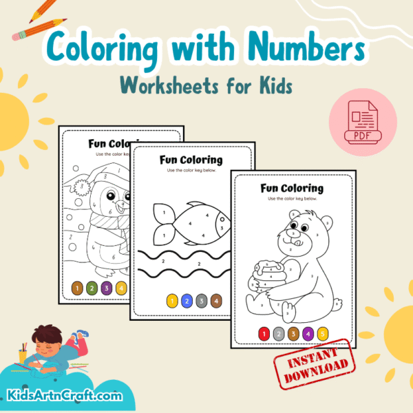Free Coloring With Numbers Worksheets for Kids