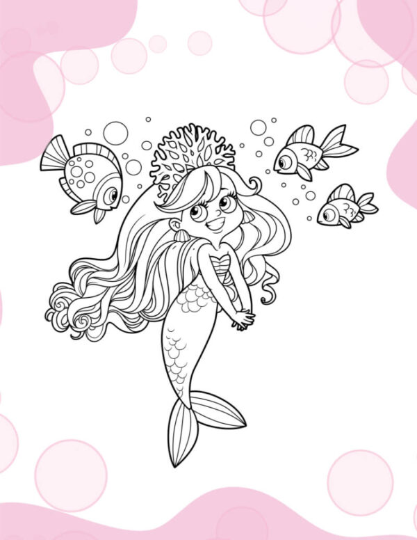Mermaid Coloring Worksheet for Kids - Image 2