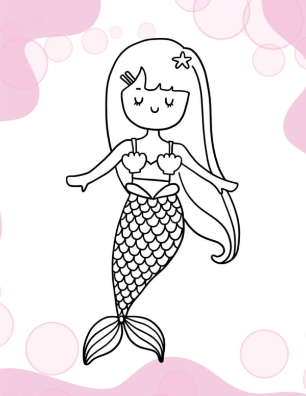 Mermaid Coloring Worksheet for Kids - Image 3