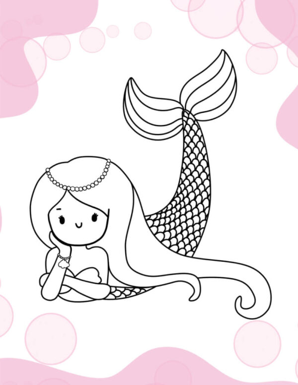 Mermaid Coloring Worksheet for Kids - Image 4