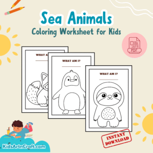Sea Animals Coloring Worksheet for Kids