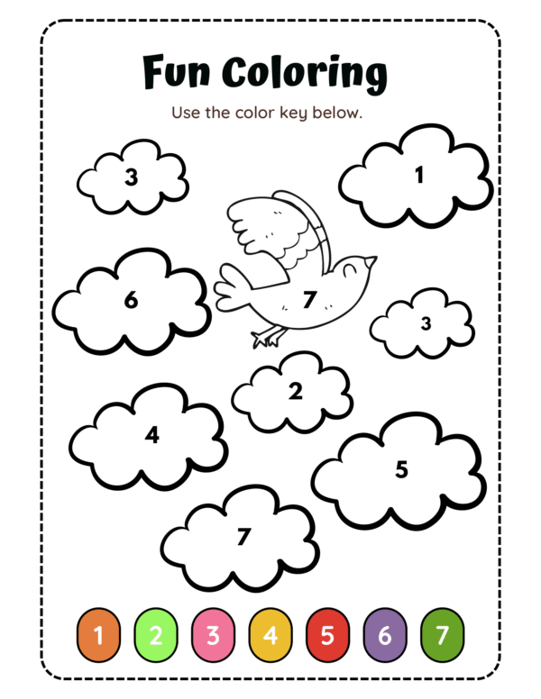 Free Coloring With Numbers Worksheets for Kids - Image 3