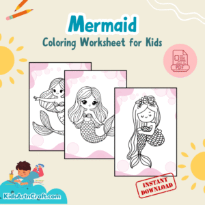 Mermaid Coloring Worksheet for Kids