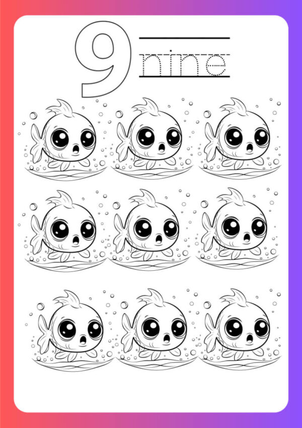 Number Counting Coloring Worksheet for Kids - Image 2