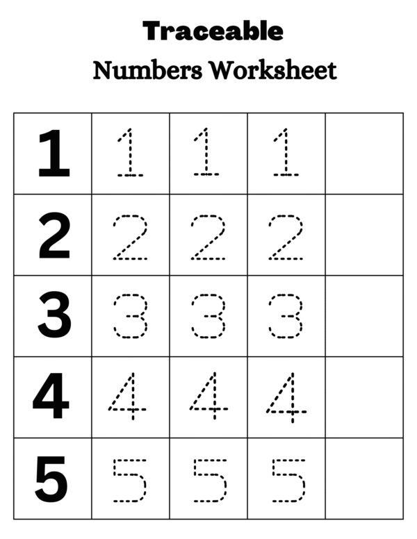 1 to 10 Number Tracing Worksheet
