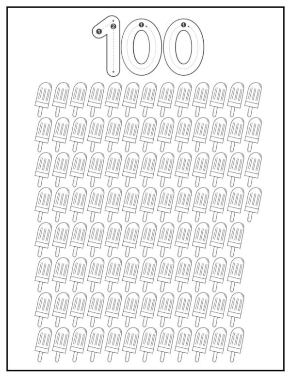 1 to 100 Number Tracing and Counting Worksheet