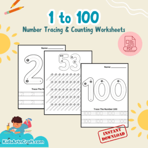 1 to 100 Number Tracing and Counting Worksheet