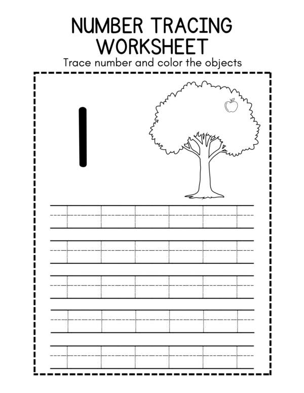 1 to 20 Number Tracing Worksheet for Kindergarten
