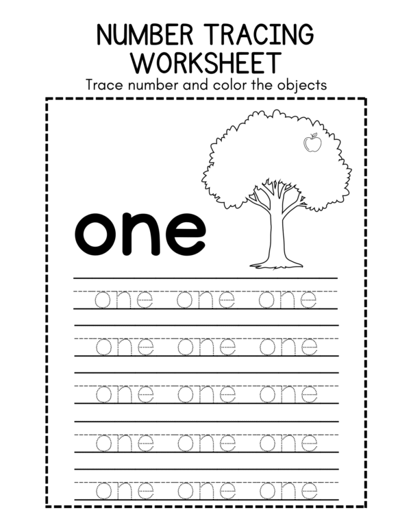 1 to 20 Number Tracing Worksheet for Kindergarten