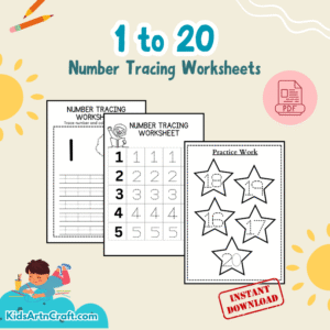 1 to 20 Number Tracing Worksheet for Kindergarten