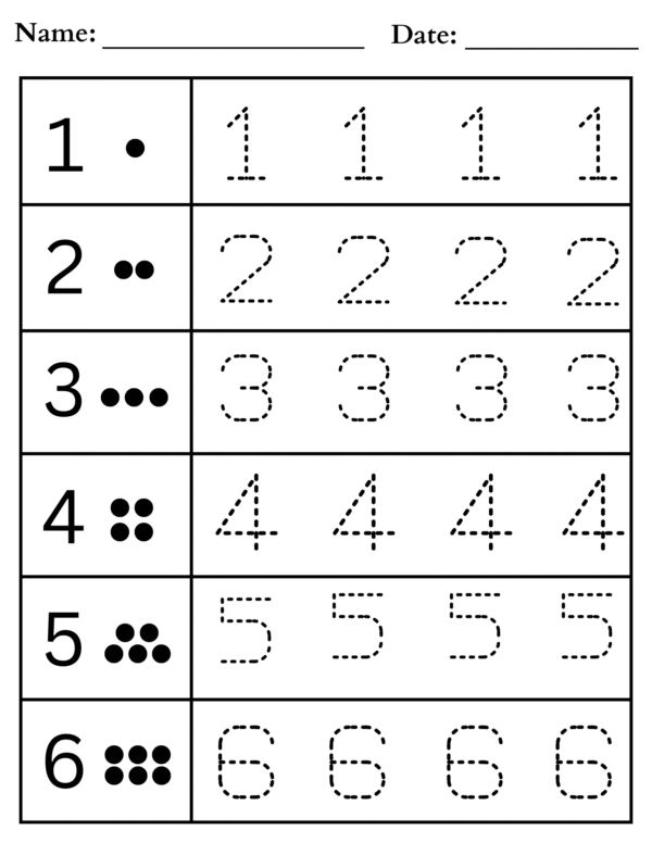 1 to 30 Counting and Tracing Worksheet
