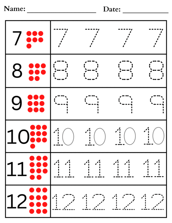 1 to 30 Counting and Tracing Worksheet