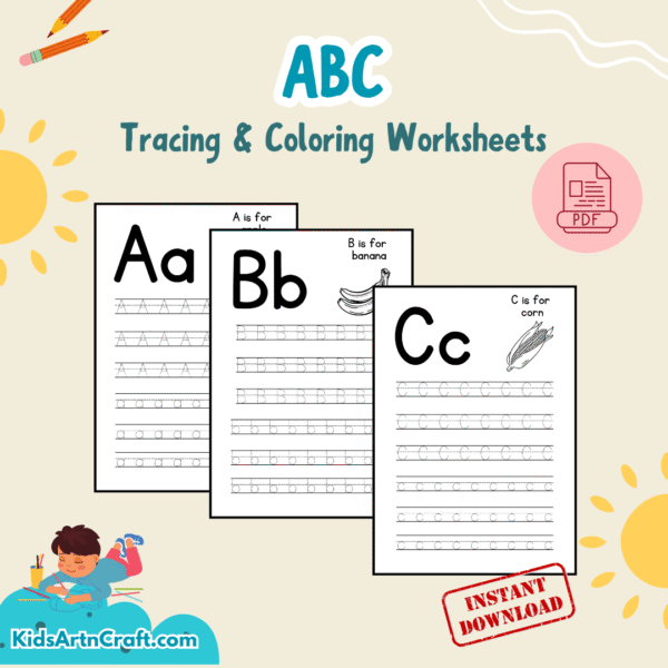 ABC Coloring & Tracing Worksheets for kids