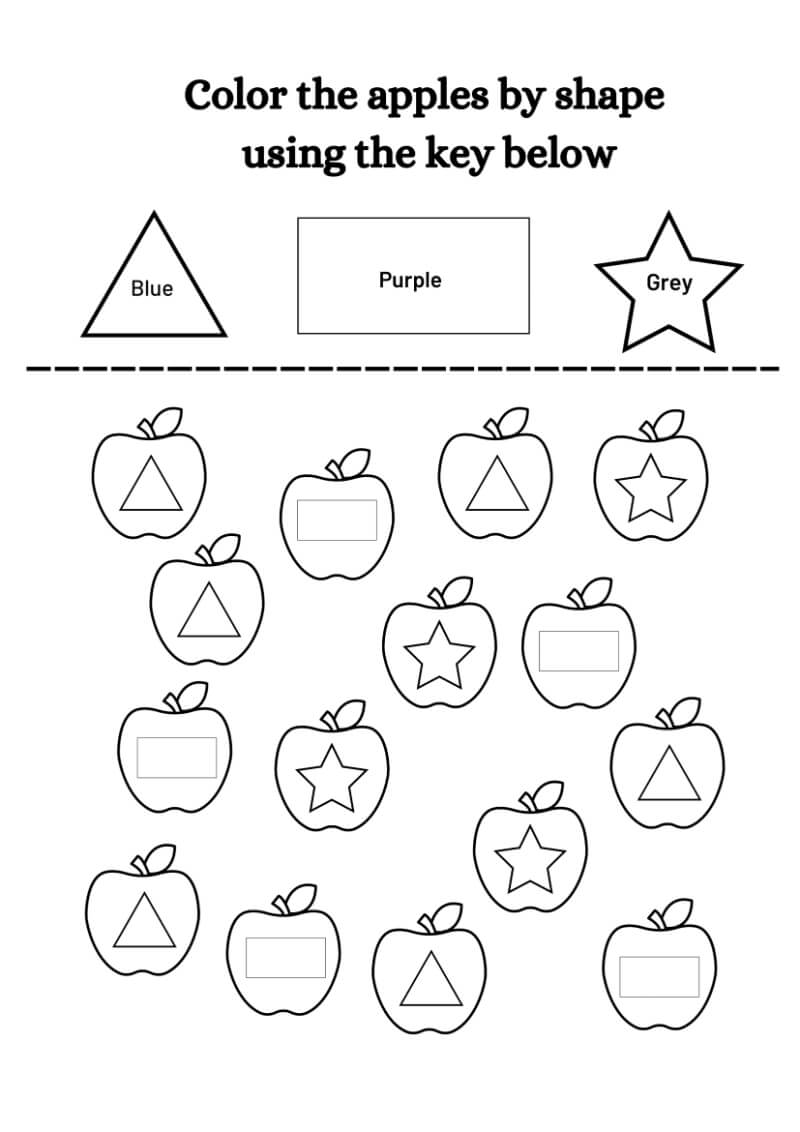 Coloring By Shapes Worksheet - Image 3