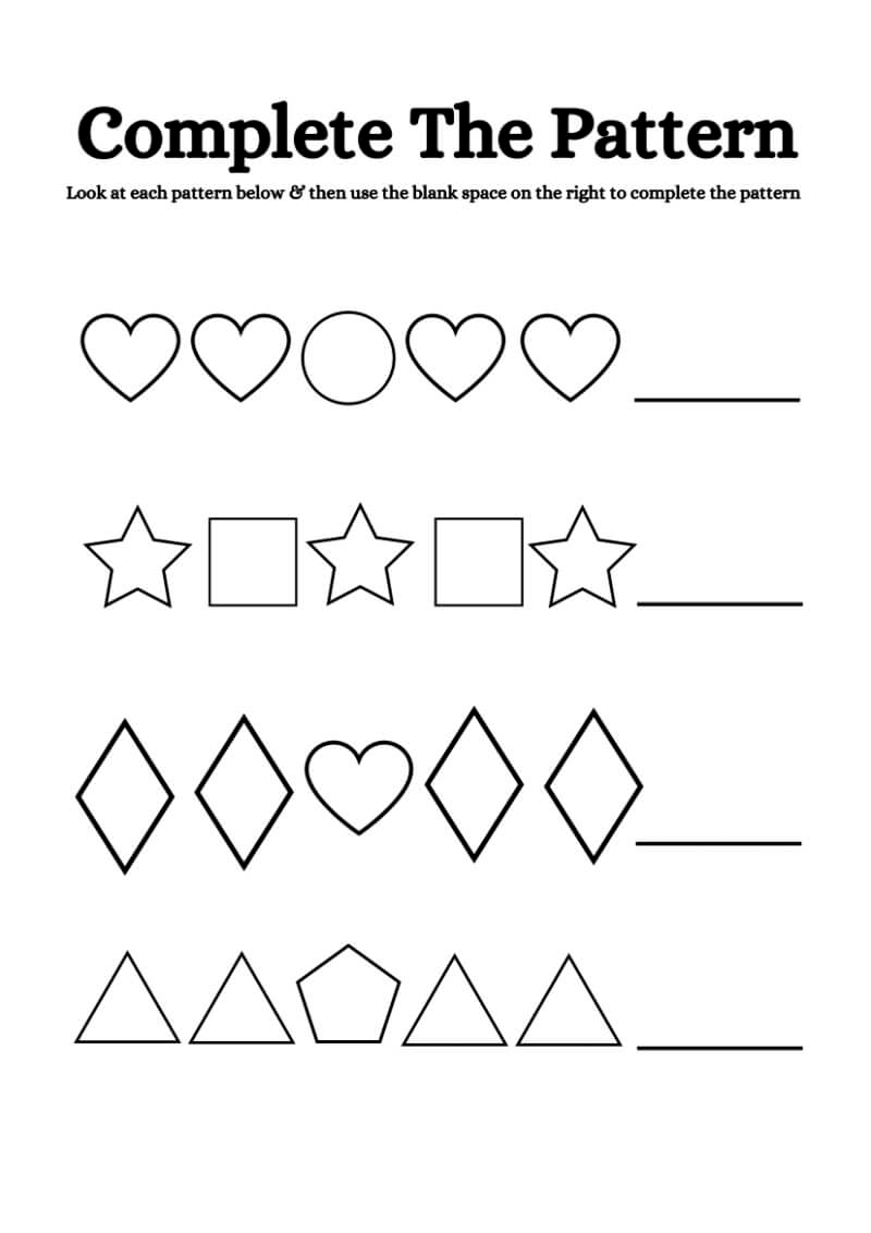 Complete the Pattern of Shapes Worksheet - Image 2