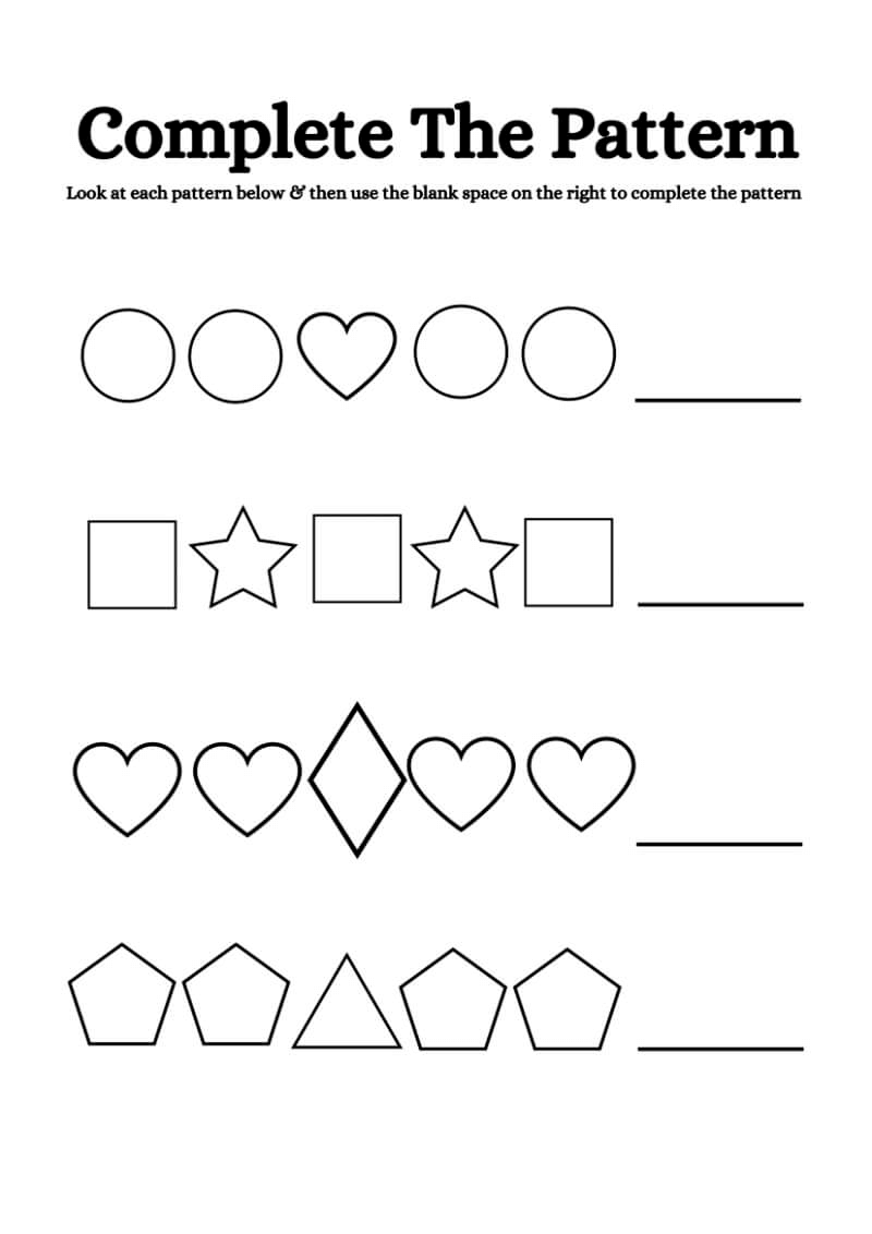 Complete the Pattern of Shapes Worksheet - Image 3