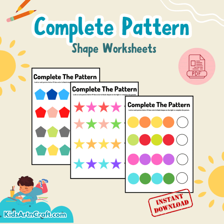 Complete the Pattern of Shapes Worksheet – SHOP