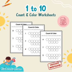 Count and Color Worksheet (1 to 10) for Kids