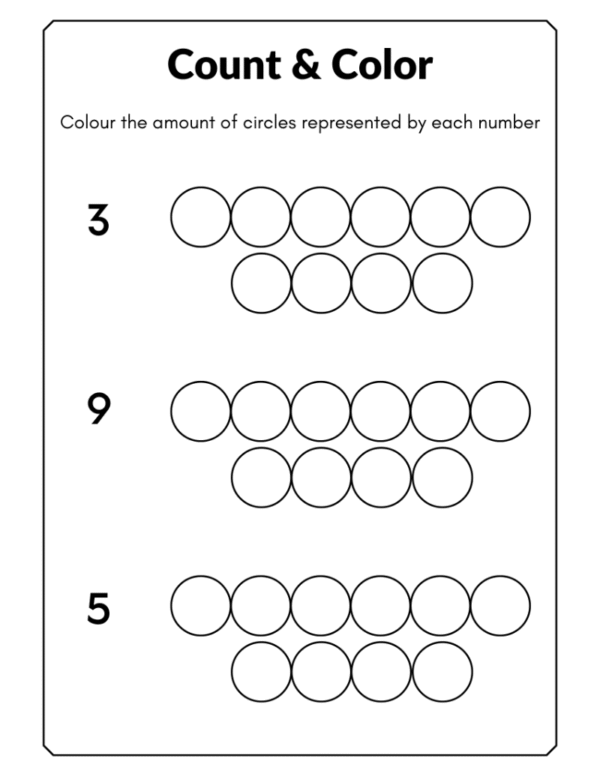 Count and Color Worksheet (1 to 10) for Kids