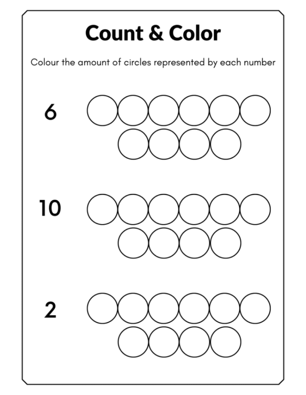 Count and Color Worksheet (1 to 10) for Kids