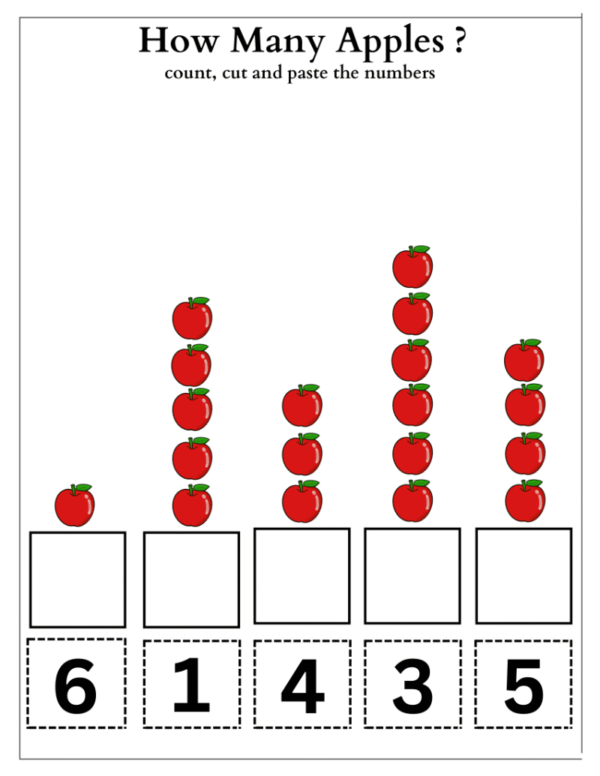 Counting 1 to 10 Cut Paste Activity Worksheet