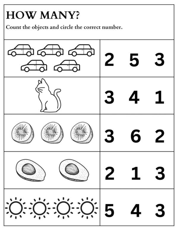 Counting 1 to 10 Cut Paste Activity Worksheet