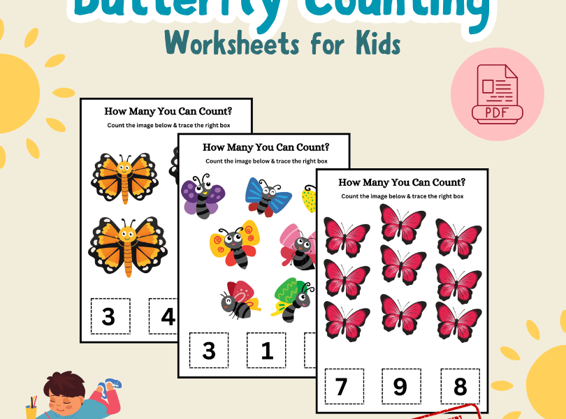 Easy Butterfly Counting Worksheet – SHOP