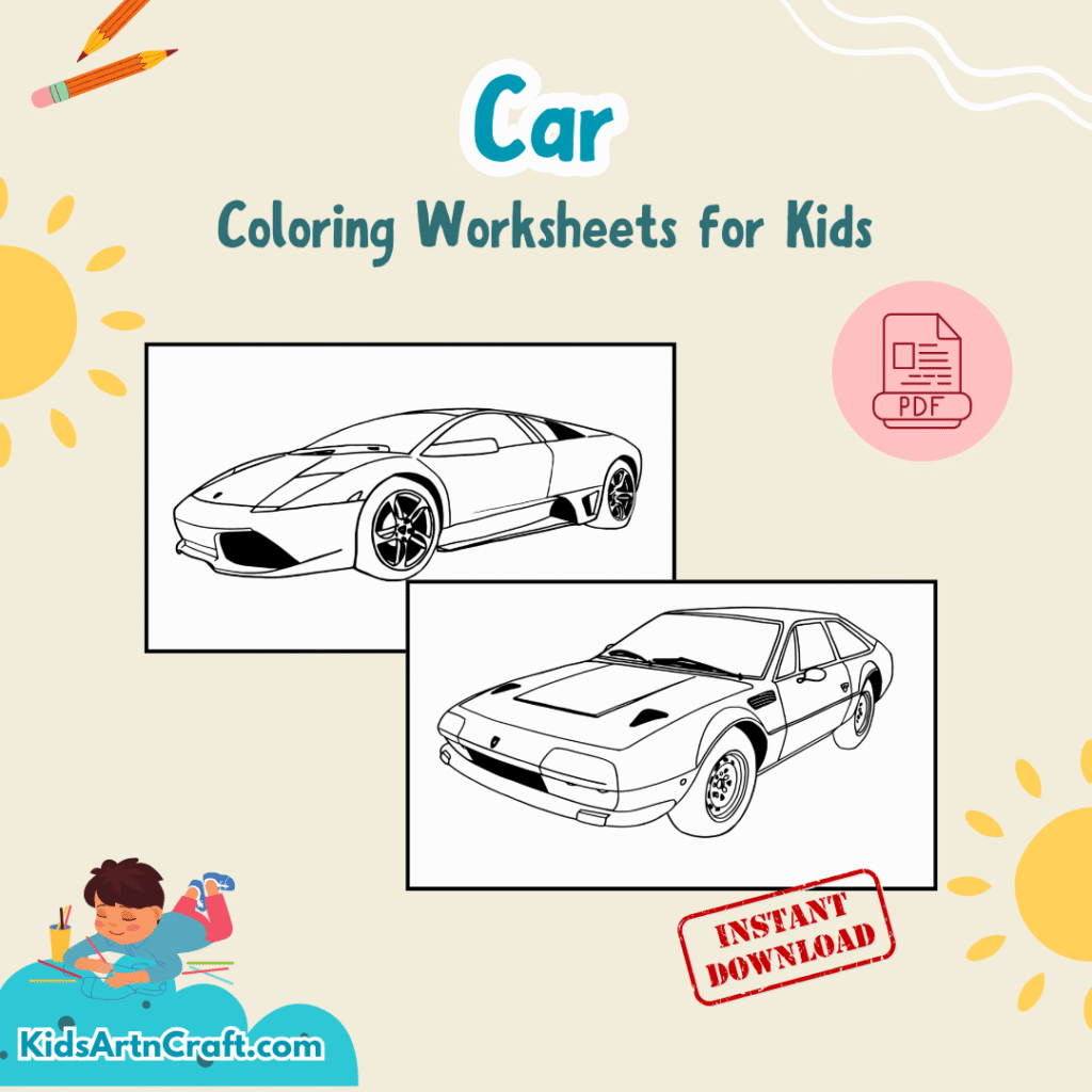 Car Coloring Worksheets for Kids – SHOP