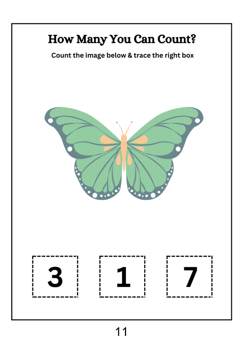 Easy Butterfly Counting Worksheet - Image 2