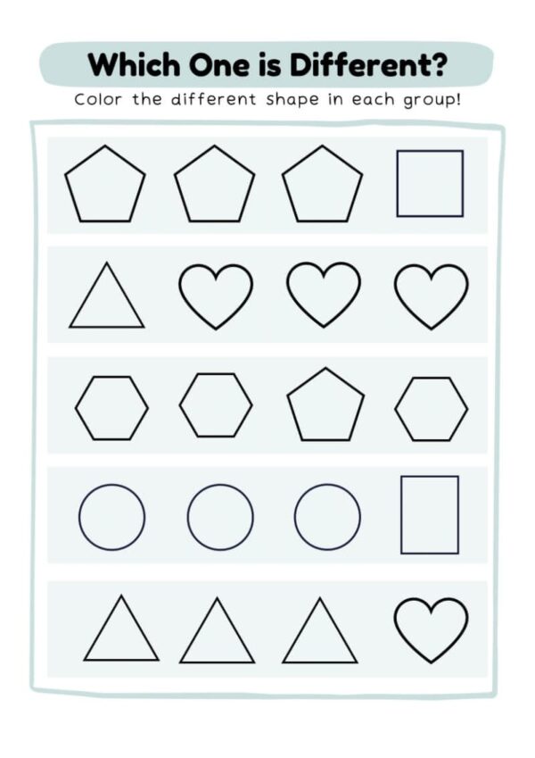 Find the Different Shape Worksheet - Image 2