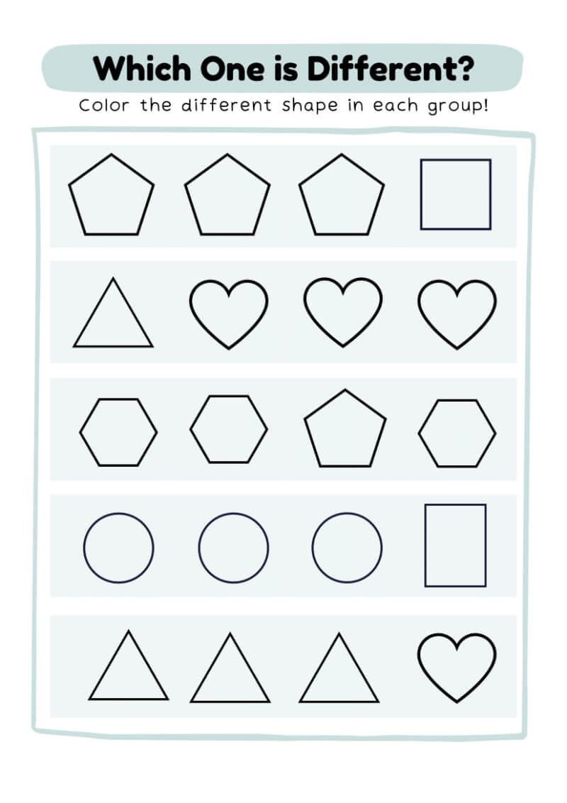 Find the Different Shape Worksheet - Image 2