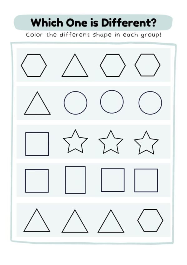 Find the Different Shape Worksheet - Image 3