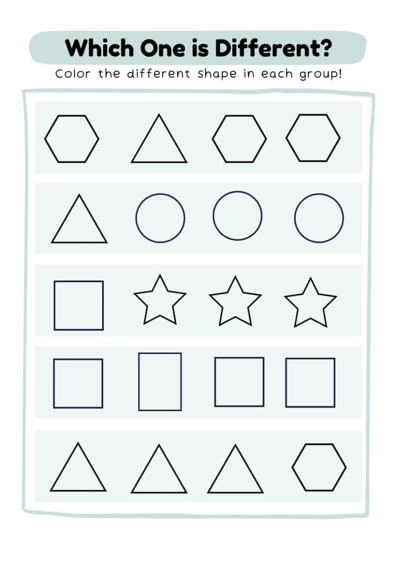 Find the Different Shape Worksheet - Image 3