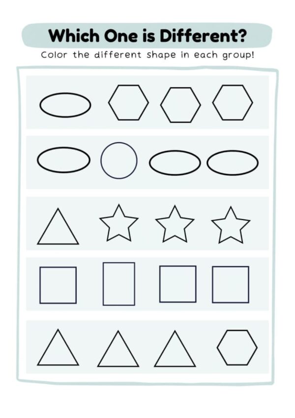 Find the Different Shape Worksheet - Image 4