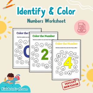 Identify and Color Numbers Worksheet for Kindergarten