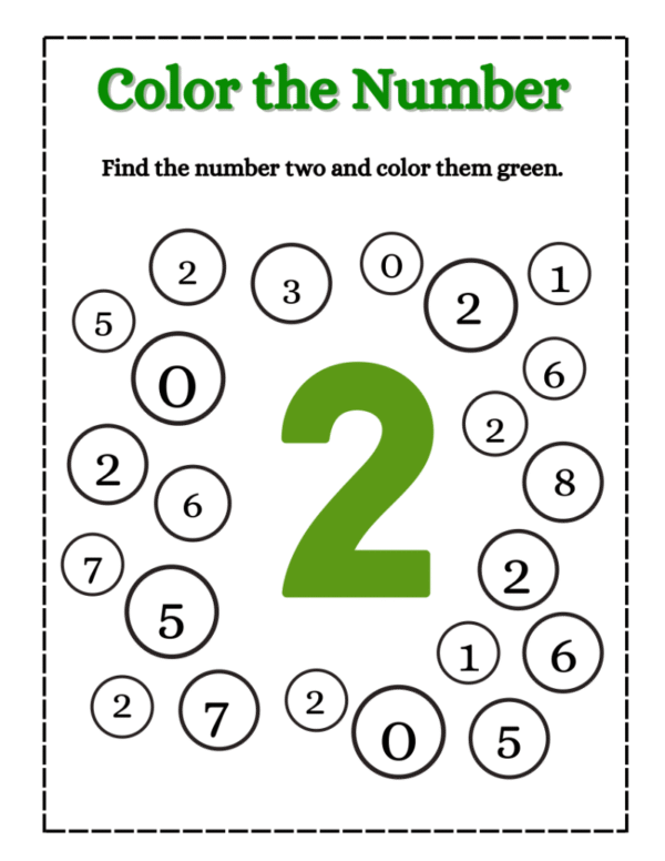 Identify and Color Numbers Worksheet for Kindergarten