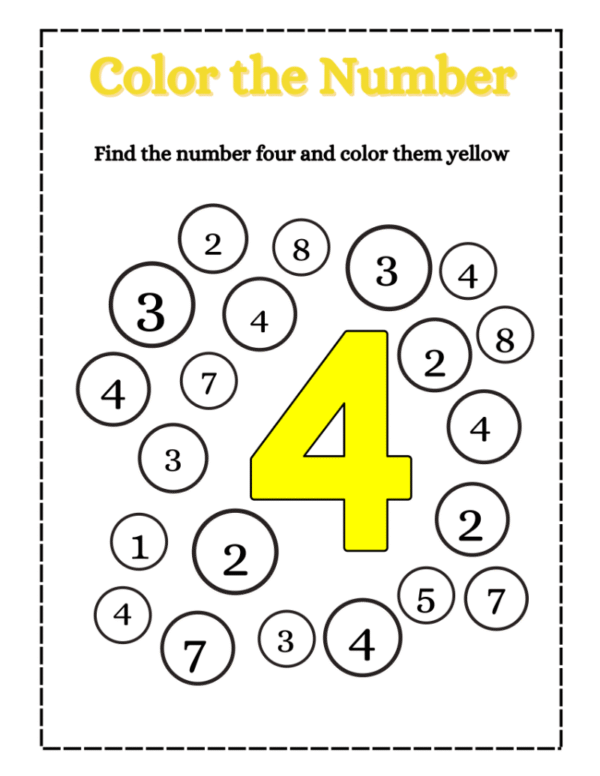 Identify and Color Numbers Worksheet for Kindergarten