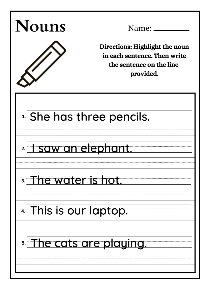 Identify Noun in Sentence Worksheet - Image 3