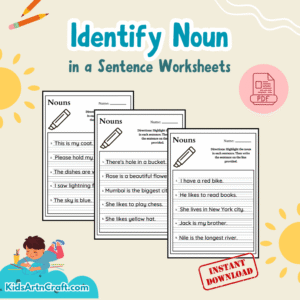 Identify Noun in Sentence Worksheet