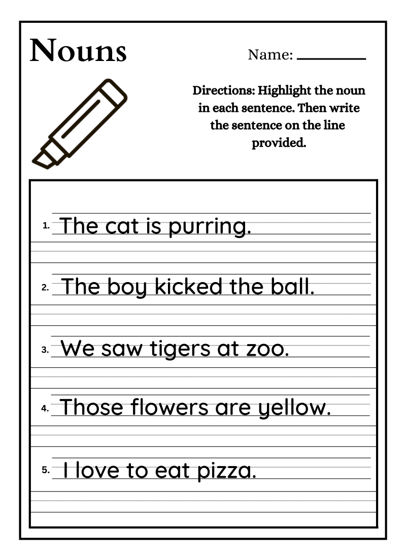 Identify Noun in Sentence Worksheet - Image 5