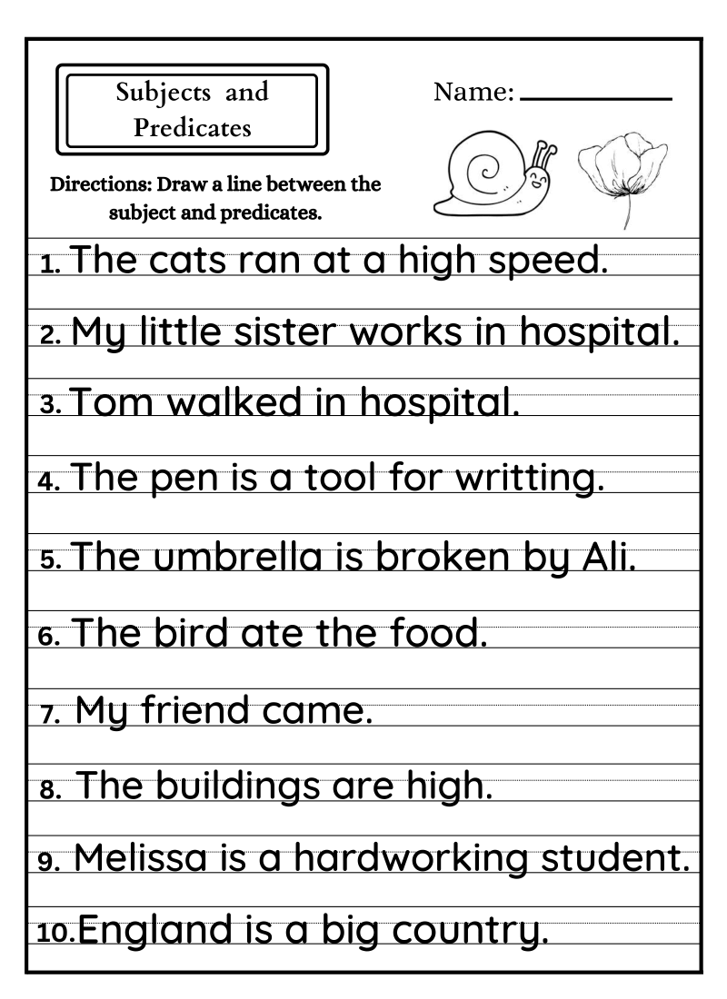 Identify Subjects in Sentence Worksheet - Image 2