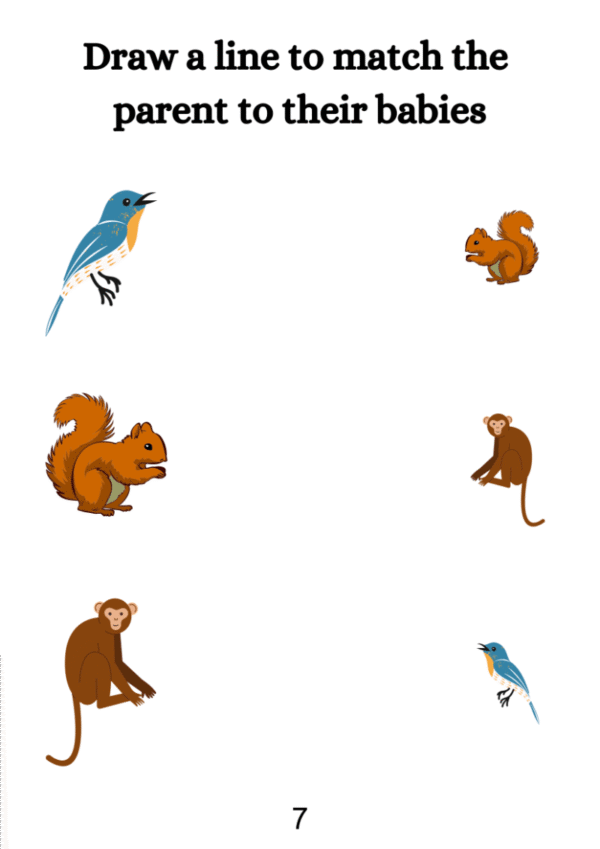 Match Animals And Their Babies Worksheet - Image 3