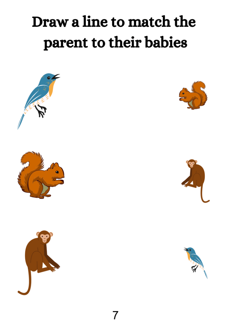 Match Animals And Their Babies Worksheet - Image 3