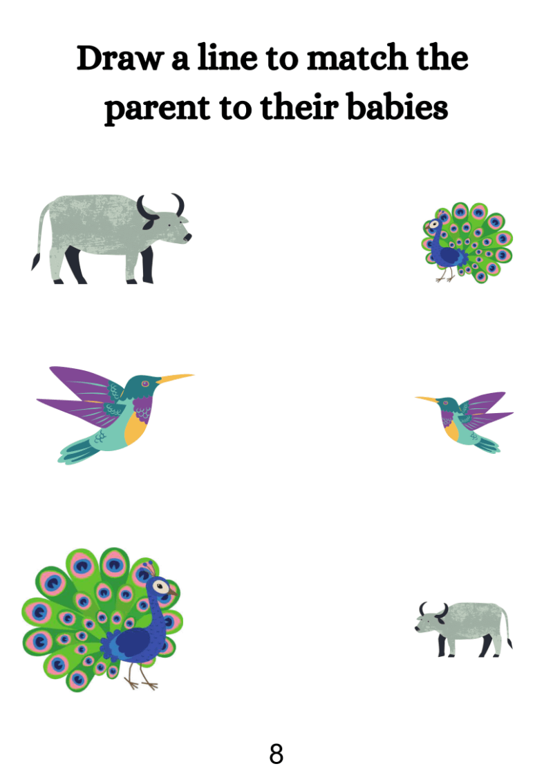 Match Animals And Their Babies Worksheet - Image 4