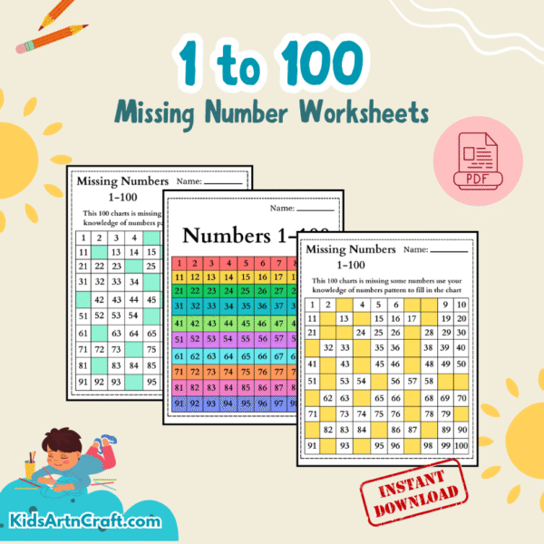 Missing Number 1 to 100 Worksheet