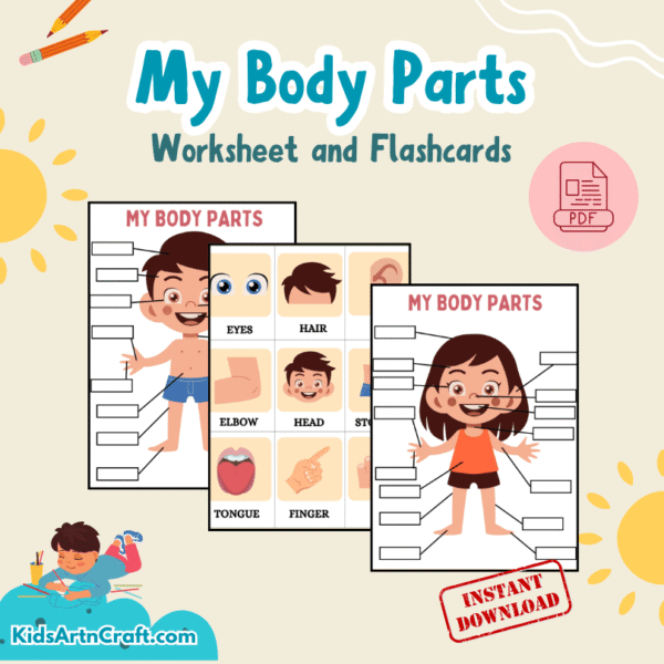 My Body Parts Worksheet and Flashcards