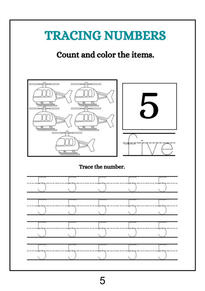 Number Tracing Worksheet - Image 3