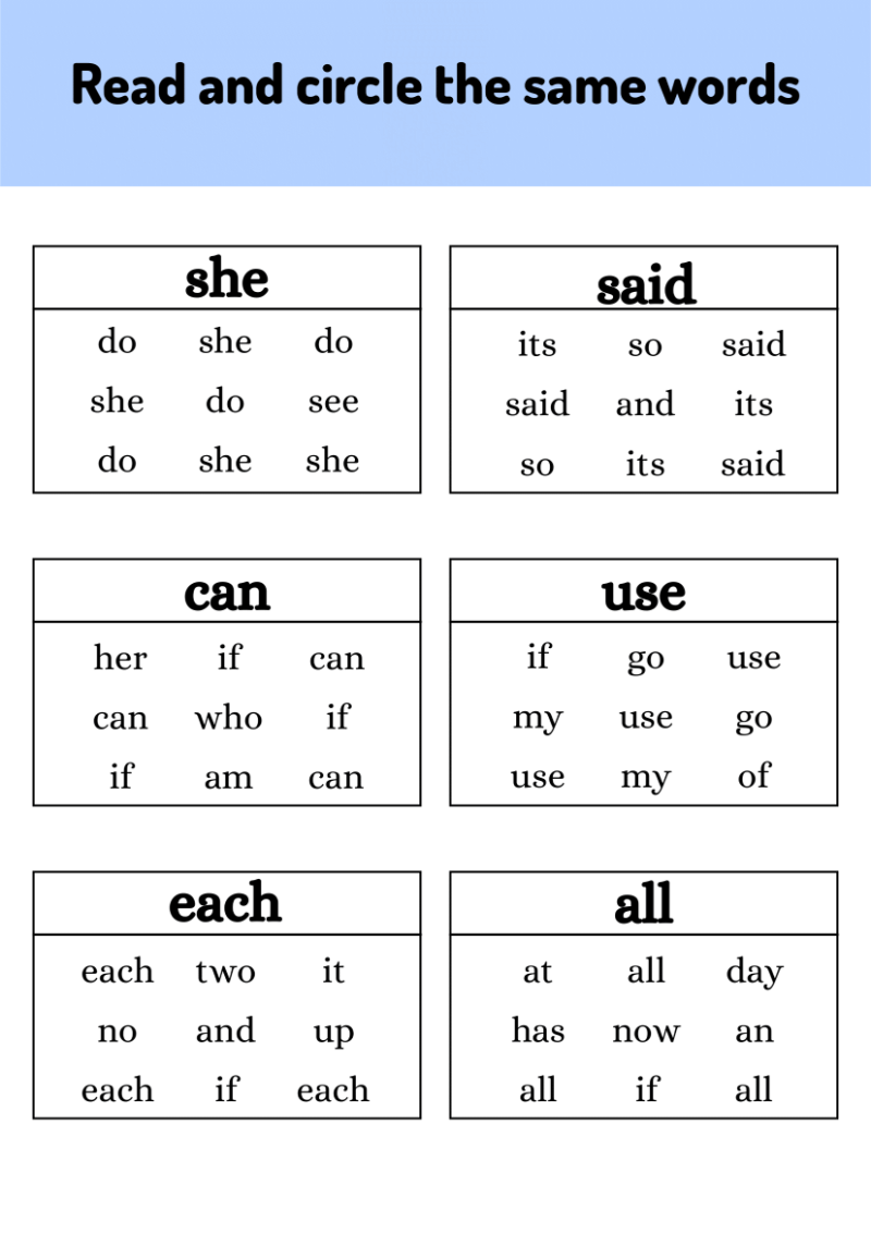 Read and Circle Sight Words Worksheet - Image 2