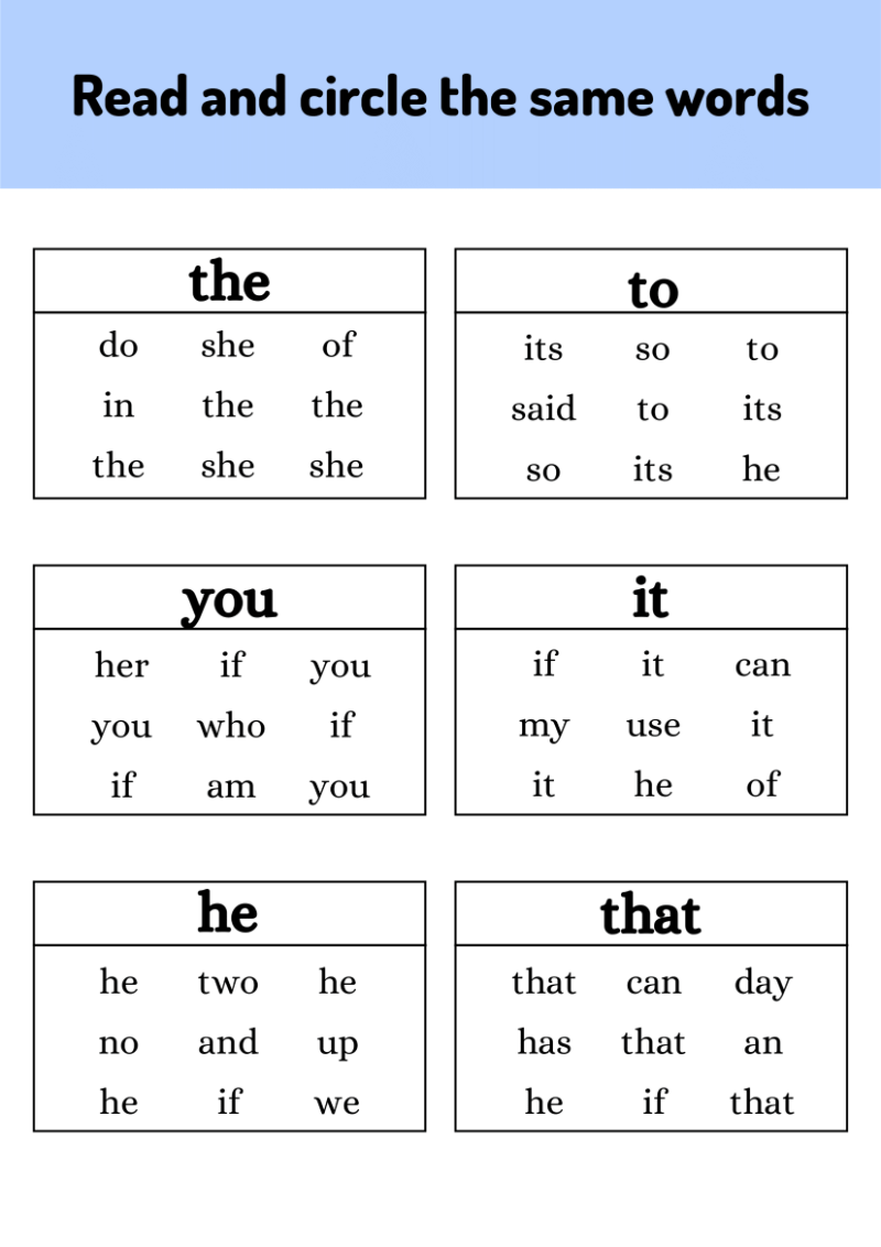 Read and Circle Sight Words Worksheet - Image 3